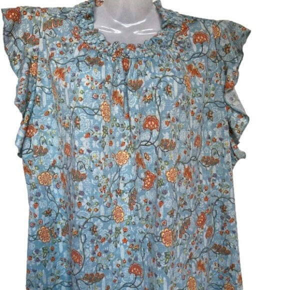 MELLODAY FLORAL PRINT DALTON SLEEVE TOP, SIZE Large - Picture 1 of 9